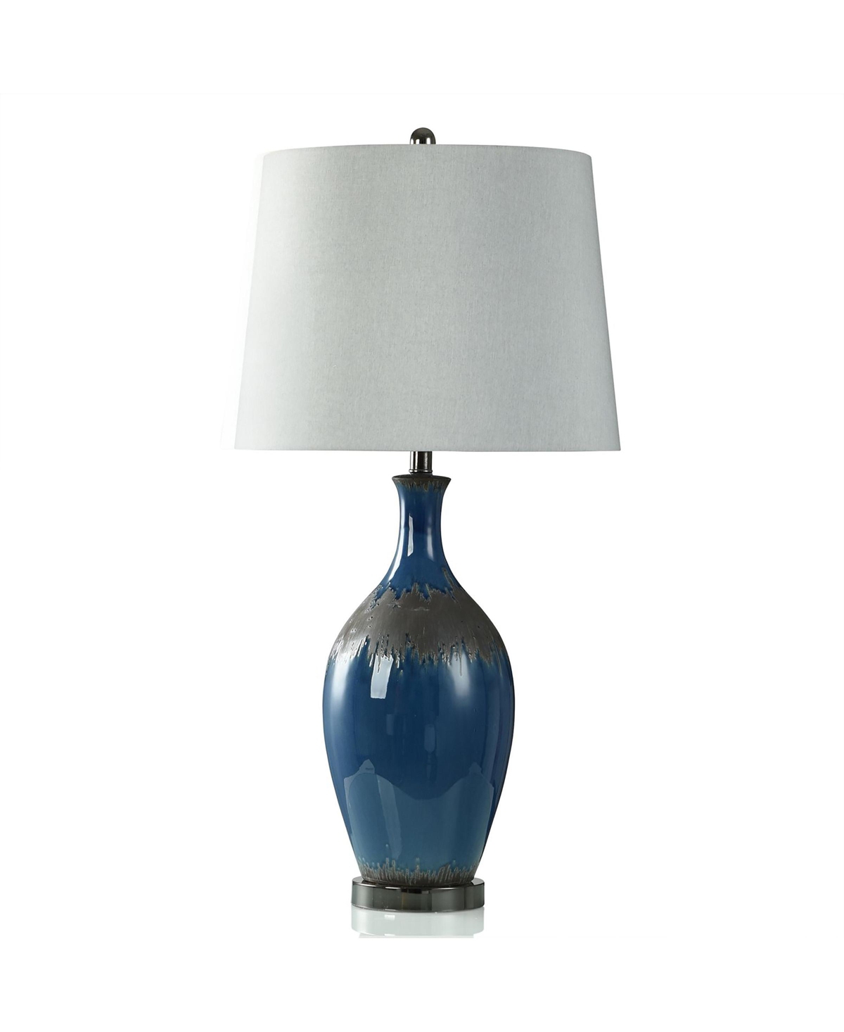Stylecraft Home Collection 35" Bowie Two Tone Matte And Glaze Base Table Lamp In Blue Glazed,matte Brown,black Nickel