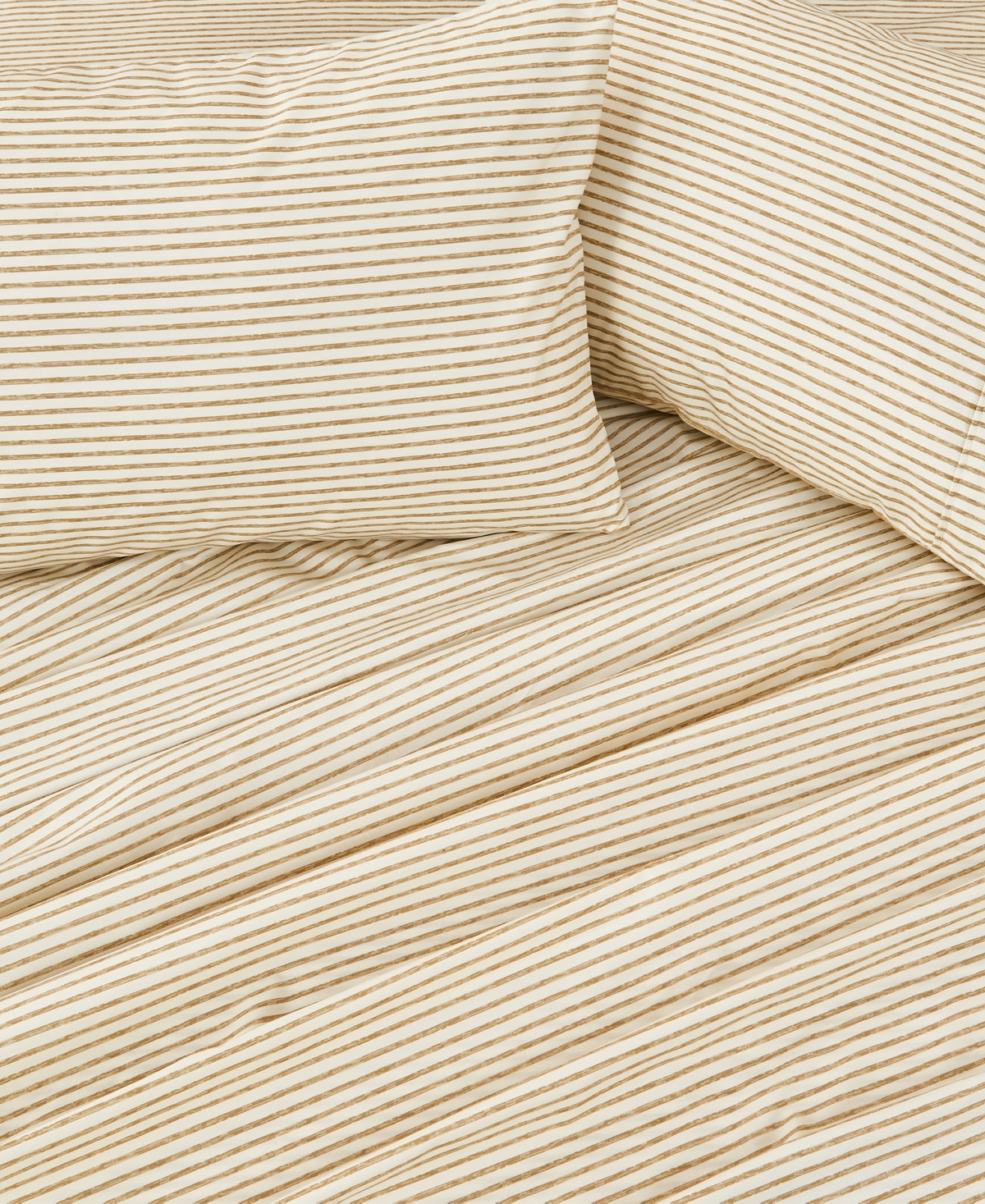 Premium Comforts Striped Wrinkle Resistant Microfiber 3-Pc. Sheet Set, - Stripe - Light Taupe