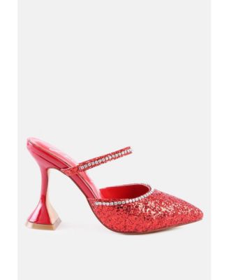 Iris Glitter Diamante Embellished Spool Heel Sandals