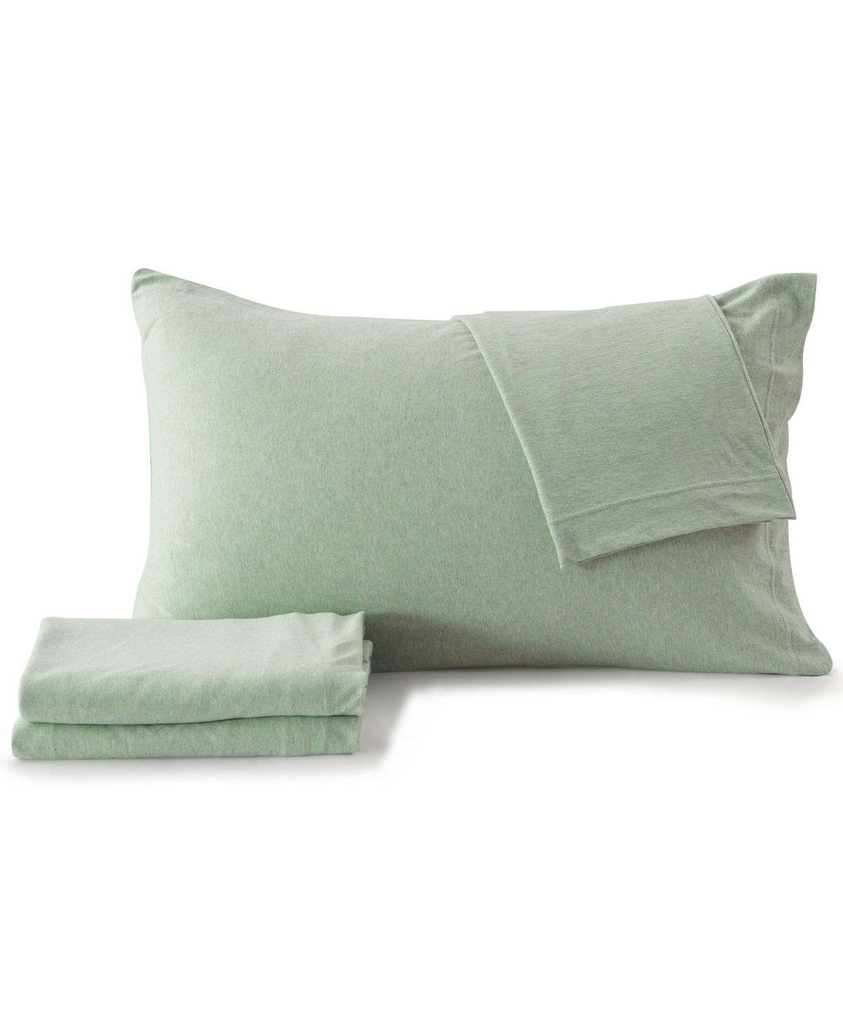 Premium Comforts Heathered Melange T-shirt Jersey Knit Cotton Blend 4 Piece Sheet Set, Xl