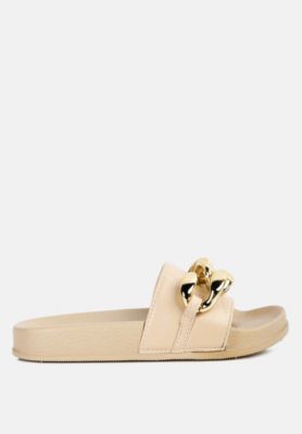 Women's Ishtar Metallic Chain Metal Slid Flats