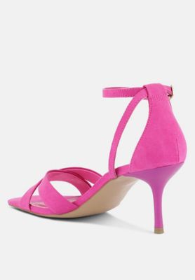 Womens Oraiku Faux Suede Cross Strap Heels