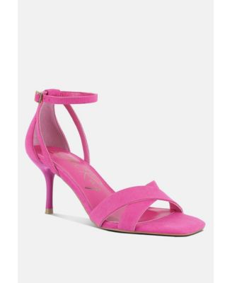 Womens Oraiku Faux Suede Cross Strap Heels