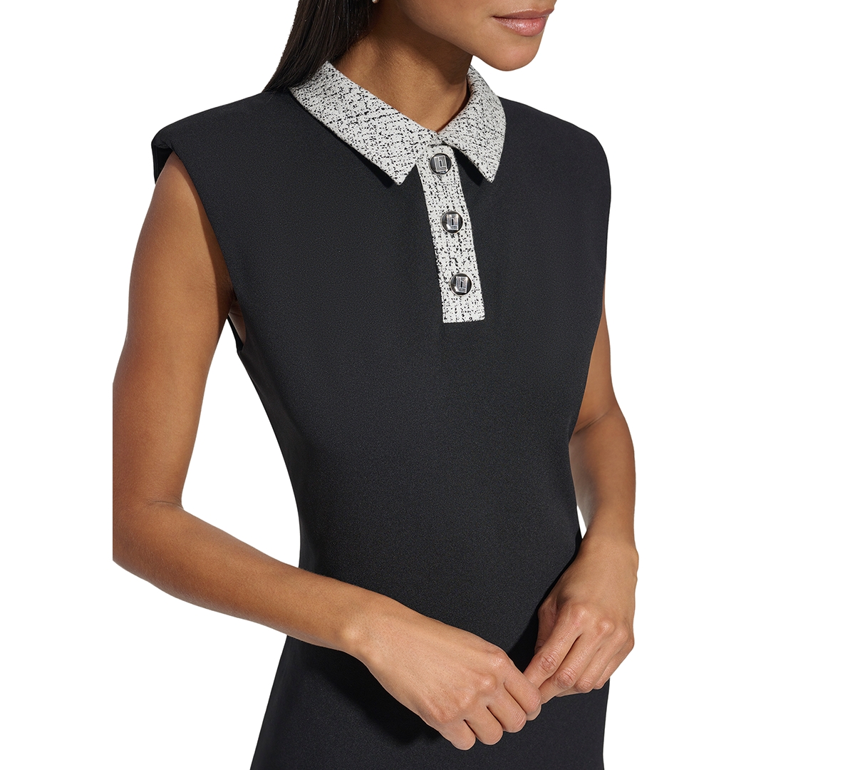 Shop Karl Lagerfeld Women's Contrast-trim A-line Dress In Black,soft White