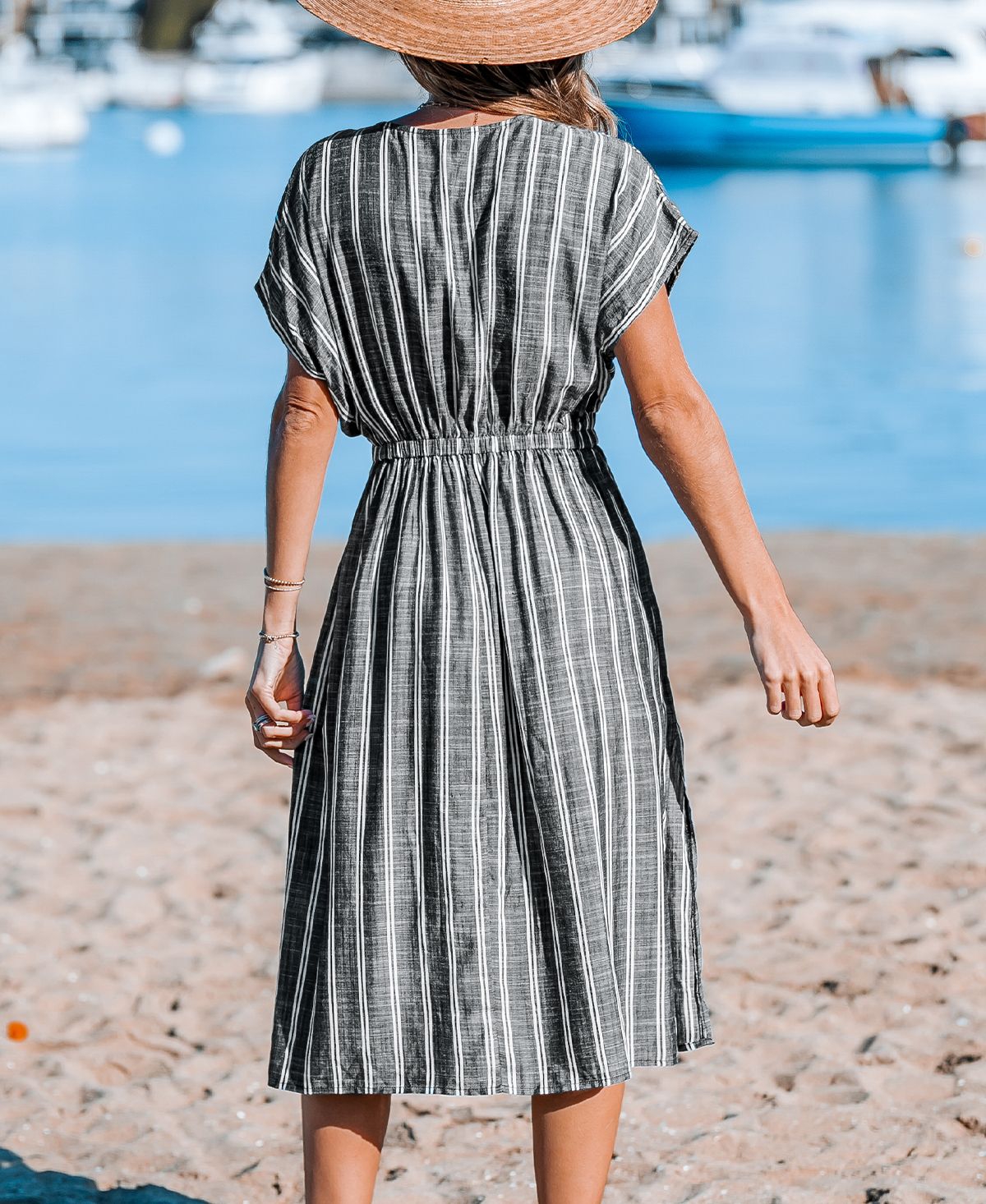 Cupshe Women's Striped Midi Cover-Up Dress