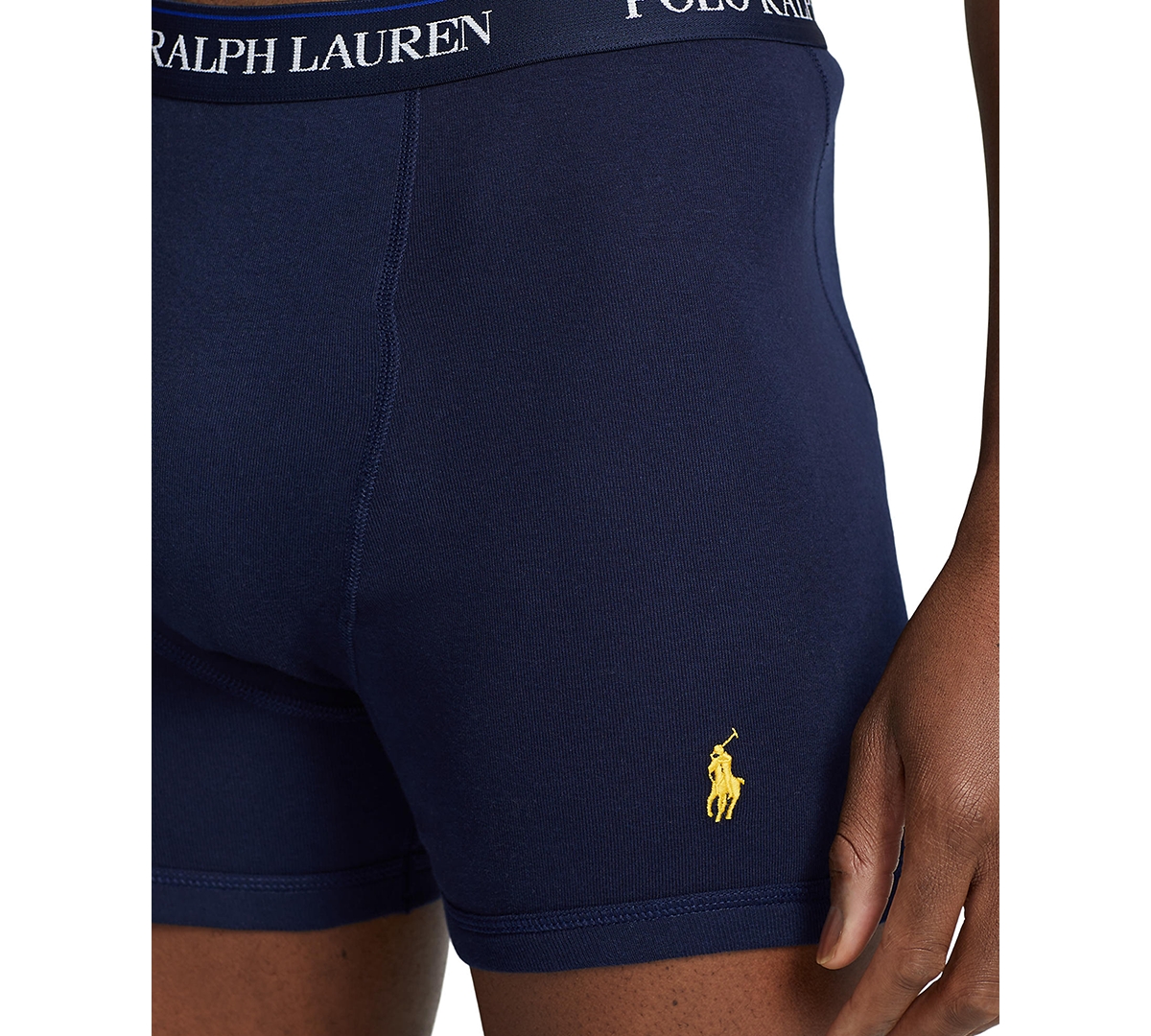 Shop Polo Ralph Lauren Men's 3-pk. Classic Cotton Boxer Briefs In Navy,yellow Aopp,blue