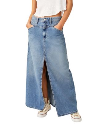 Free People Women's Come As You Are Denim Maxi Skirt - Macy's