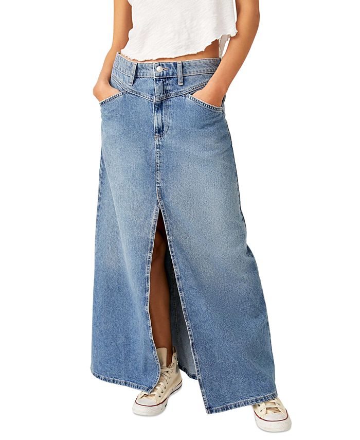 Free People Women's Come As You Are Denim Maxi Skirt - Macy's