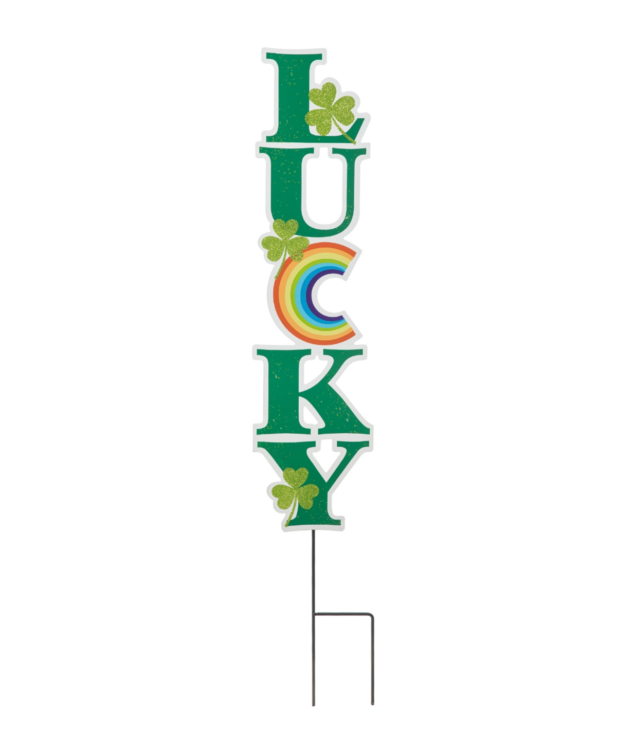 Glitzhome 42" H St. Patrick's Metal Lucky Yard Stake In Multi