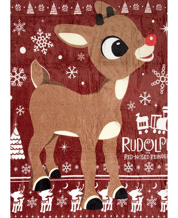Rudolph The Red-Nosed Reindeer Soft Plush Fleece Throw Blanket 45 x 60 - Red - 50x60