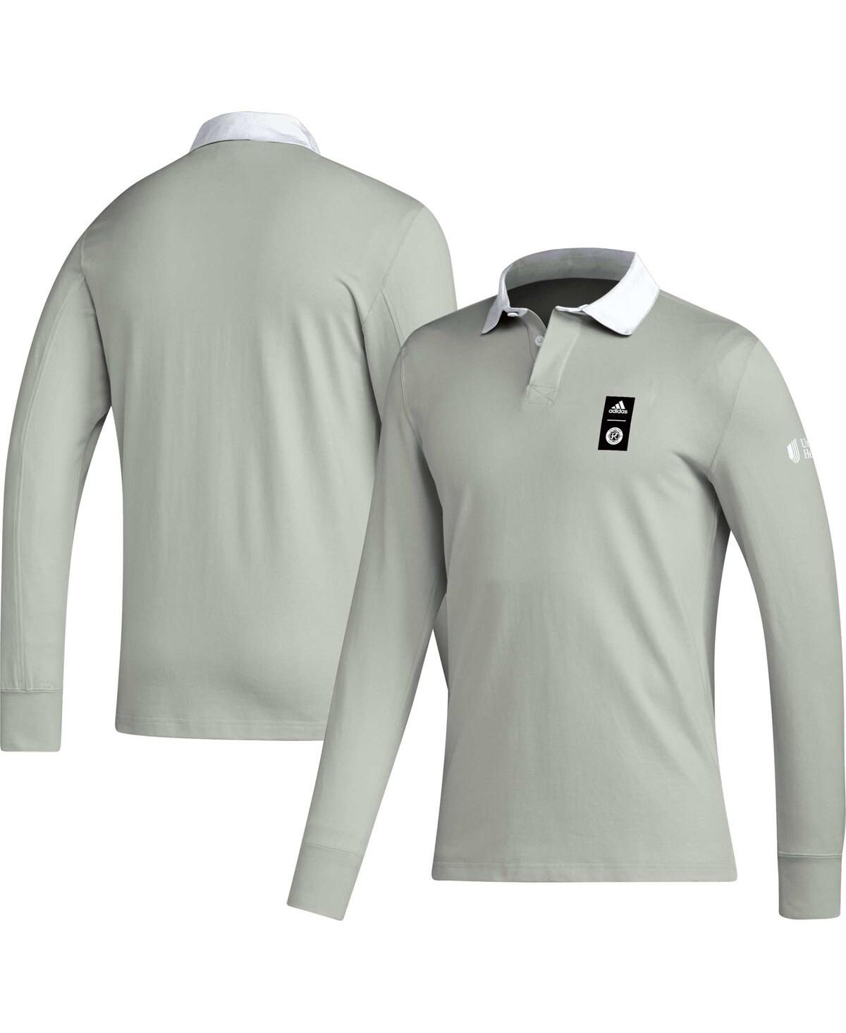 Men's adidas 2023 Player Gray New England Revolution Travel Long Sleeve Polo Shirt - Gray