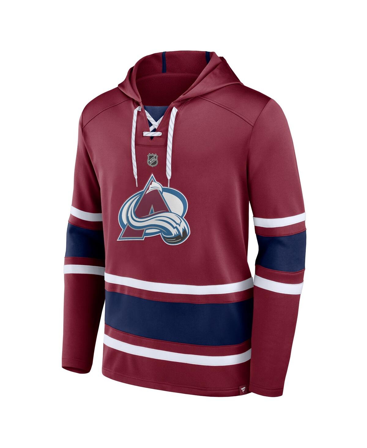 Fanatics Men's  Nathan Mackinnon Burgundy Colorado Avalanche Name And Number Lace-up Pullover Hoodie In Burgundy