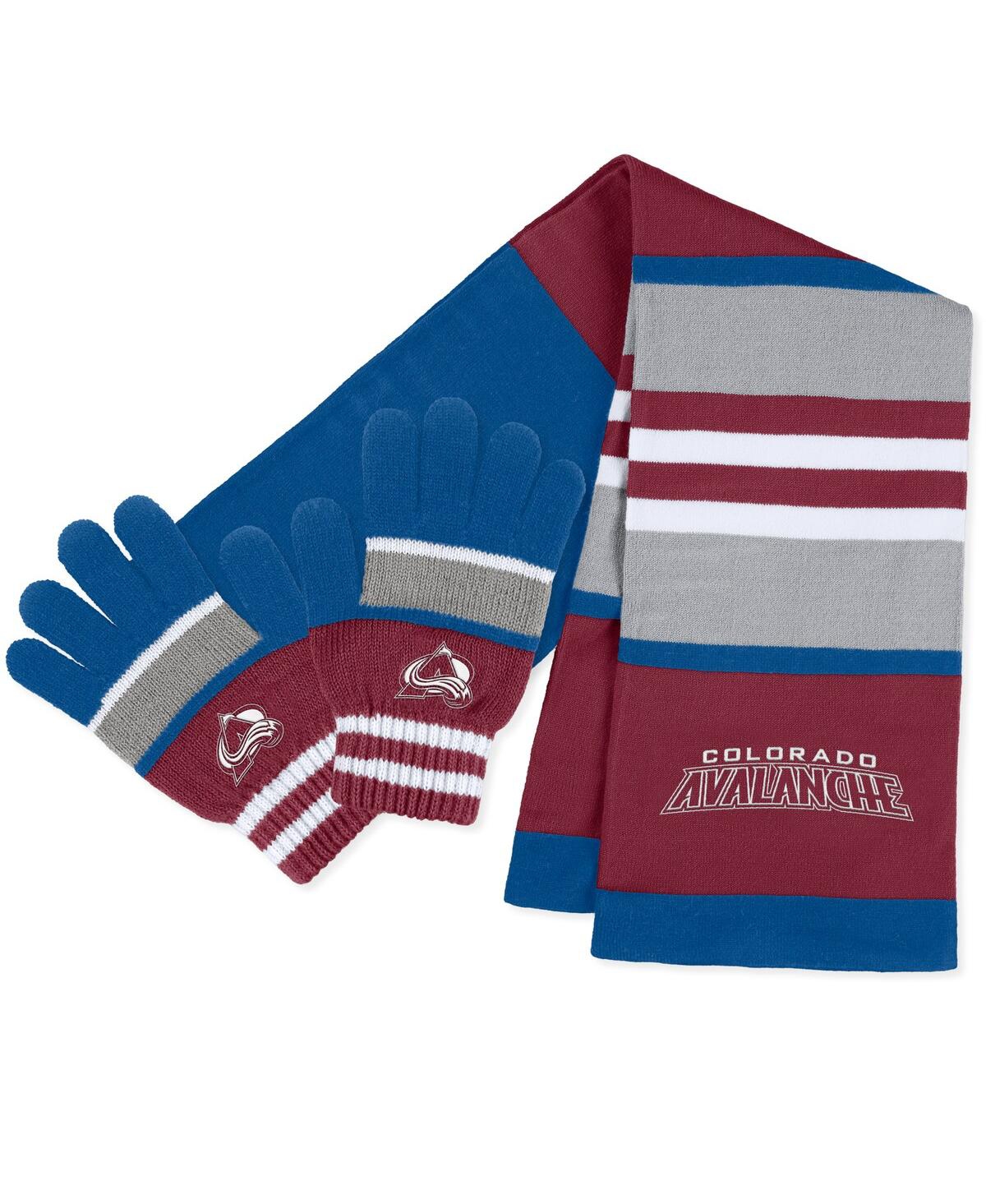 Women's Wear by Erin Andrews Colorado Avalanche Stripe Glove and Scarf Set - Multi