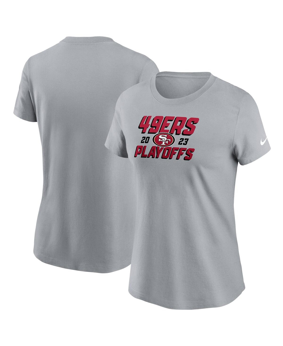 Shop Nike Women's  Gray San Francisco 49ers 2023 Nfl Playoffs Iconic T-shirt