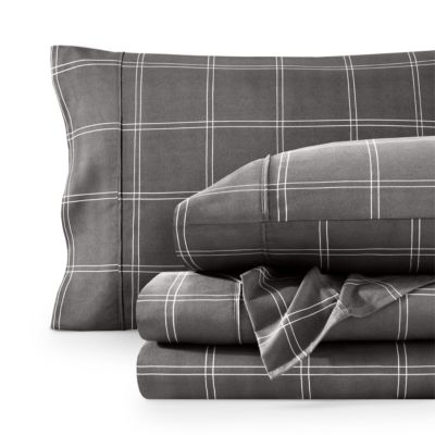 Ultra-Soft Double Brushed Print Microfiber 4 Piece Sheet Set, King