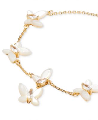 Gold-Tone Cubic Zirconia & Mother-of-Pearl Butterfly Link Bracelet
