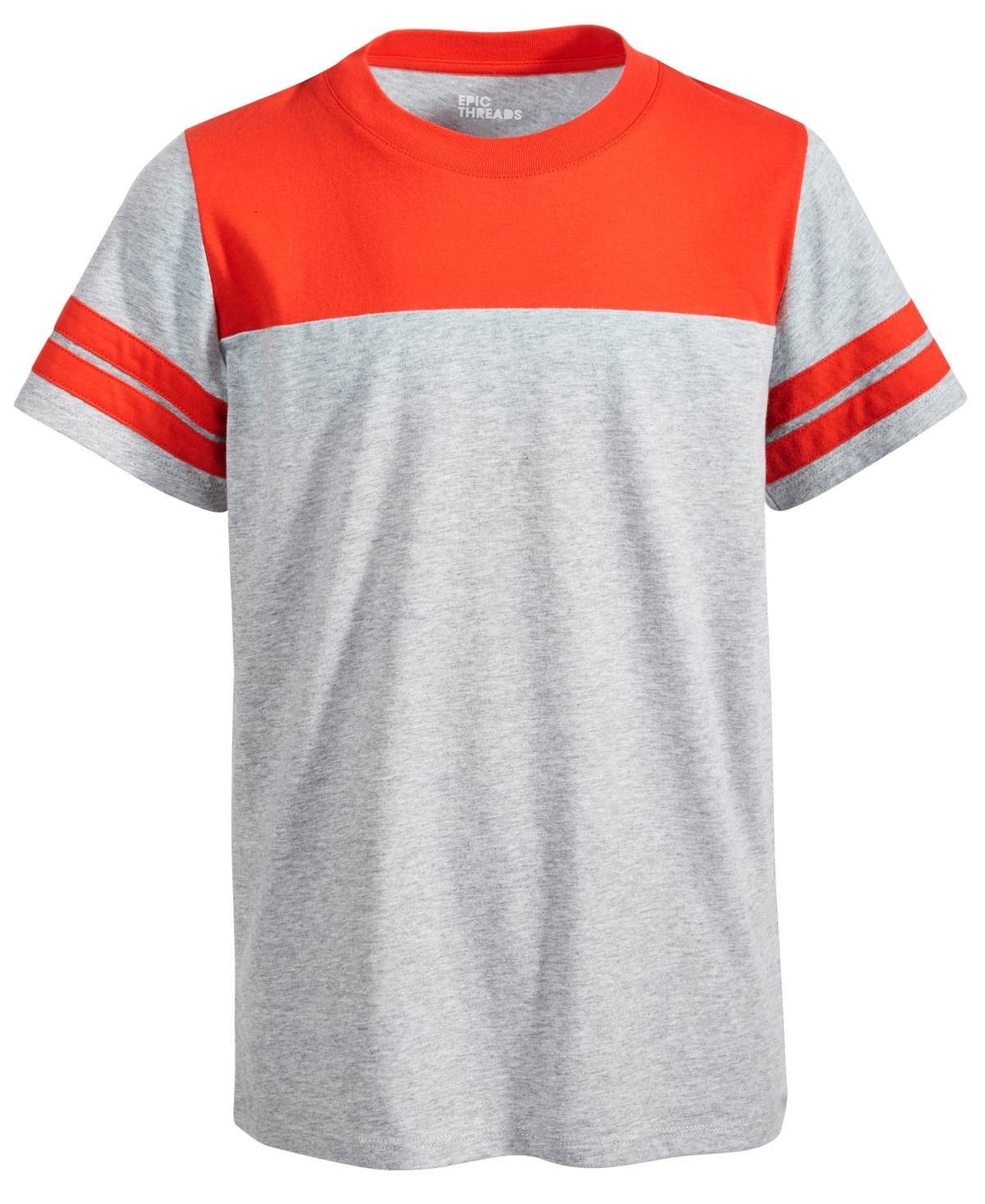 Epic Threads Big Boys Colorblocked T-shirt, Created For Macy's In Sterling Hthr