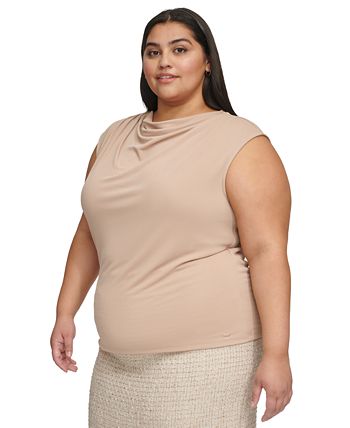 Calvin Klein Plus Size Cap Sleeve Cowl Neck Blouse Macy s