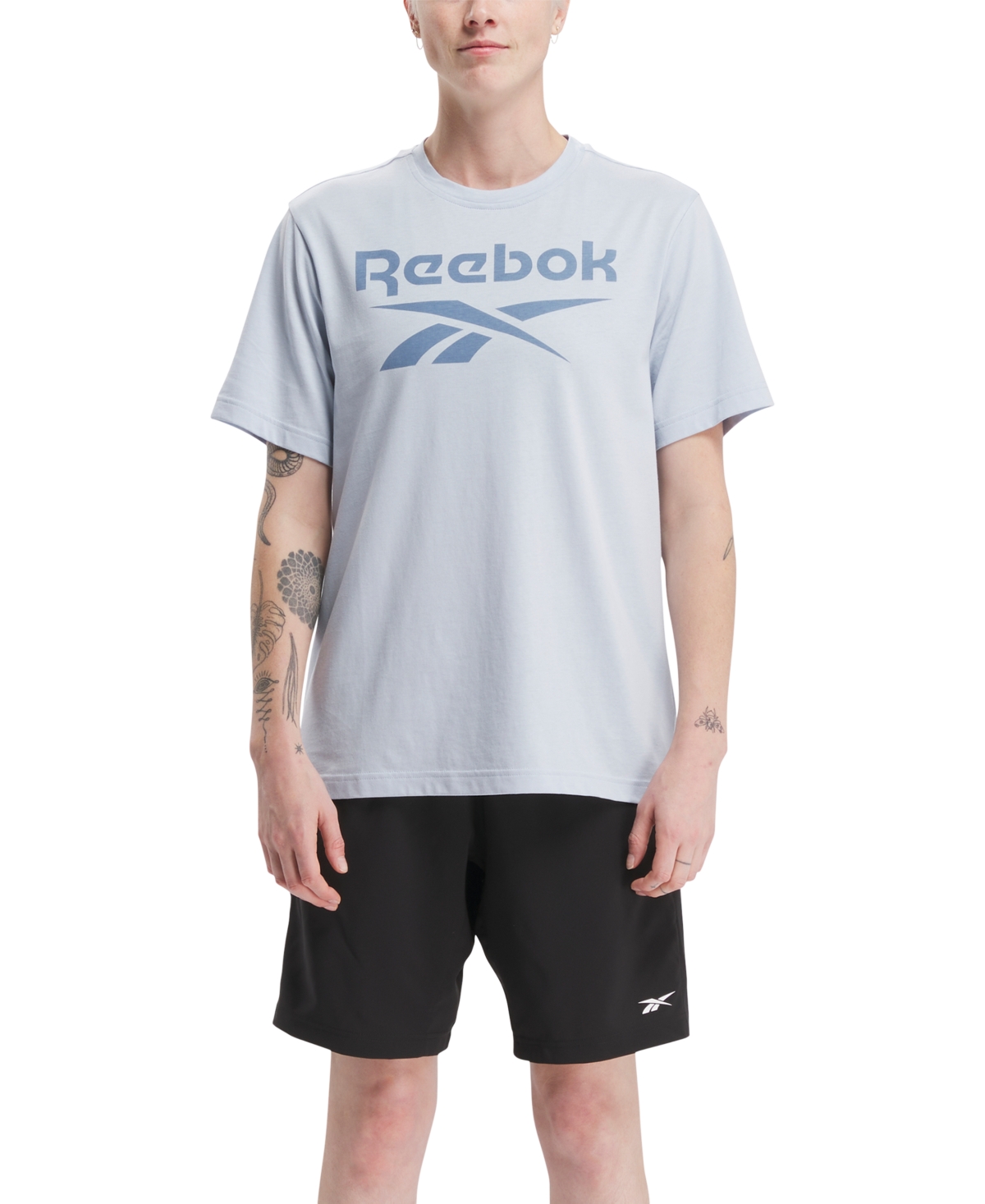 Shop Reebok Men's Slim-fit Identity Big Logo Short-sleeve T-shirt In Pale Blue,slt Blue