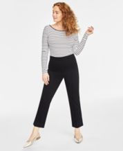 Style Co Printed Pintuck Top Ponte Knit Pants Ankle Booties