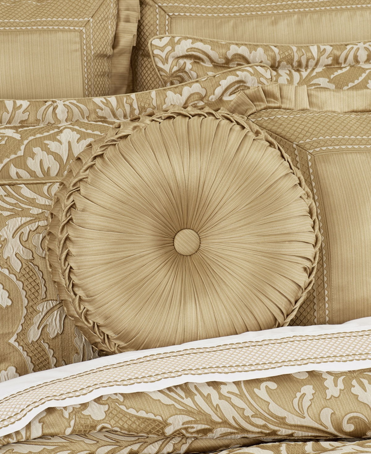 Shop J Queen New York Aurelia Tufted Pillow, 15" Round In Gold
