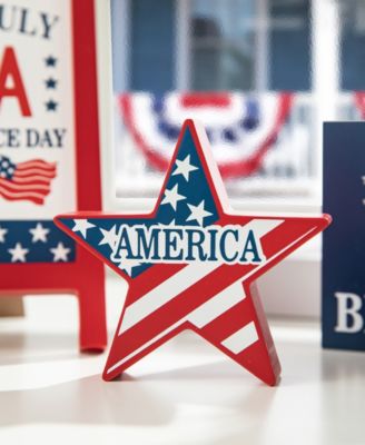 Set of 3 Patriotic, Americana Wooden Block Table Sign