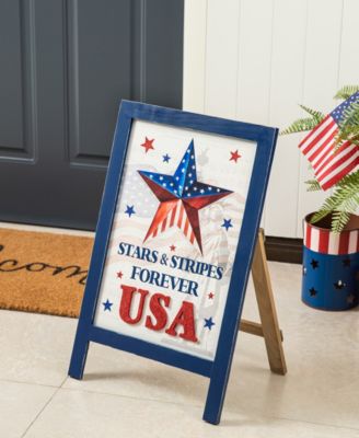 24" H Patriotic, Americana Wooden Easel Porch Decor