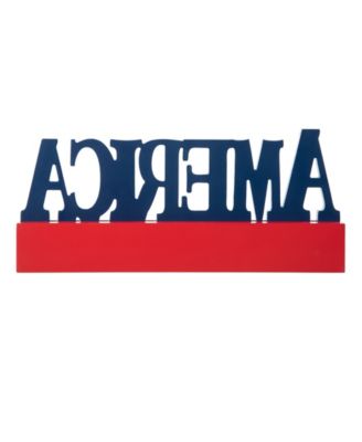 14" L Patriotic, Americana Wooden America Table Decor