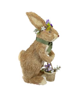 15" Sisal Rabbit with Basket Easter Figure