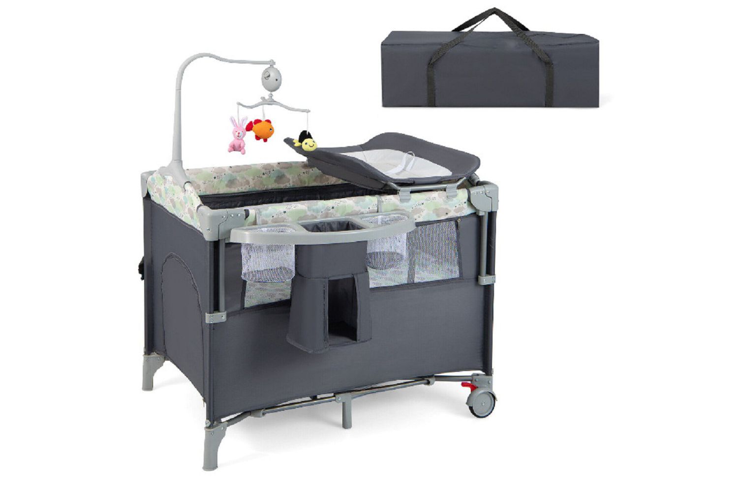 Portable Baby Bassinet with Diaper Changer, Bedside Sleeper and Changing Station