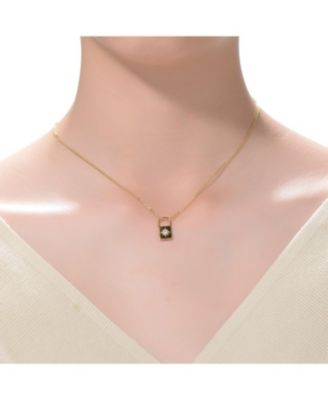 Teens/Young Adults Sterling Silver 14K Gold Plated Cubic Zirconia Spring Ring Modern Necklace