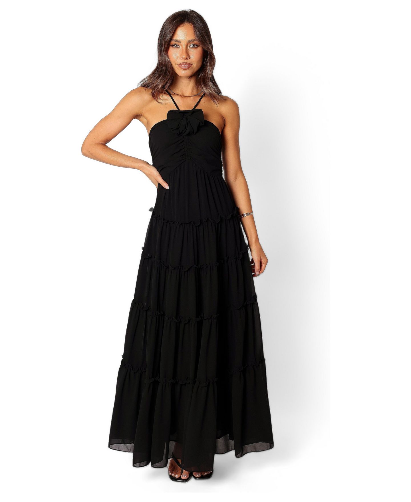 Женское платье Petal and Pup Dottie Halter neck Maxi, цвет: Чёрный — фото 1