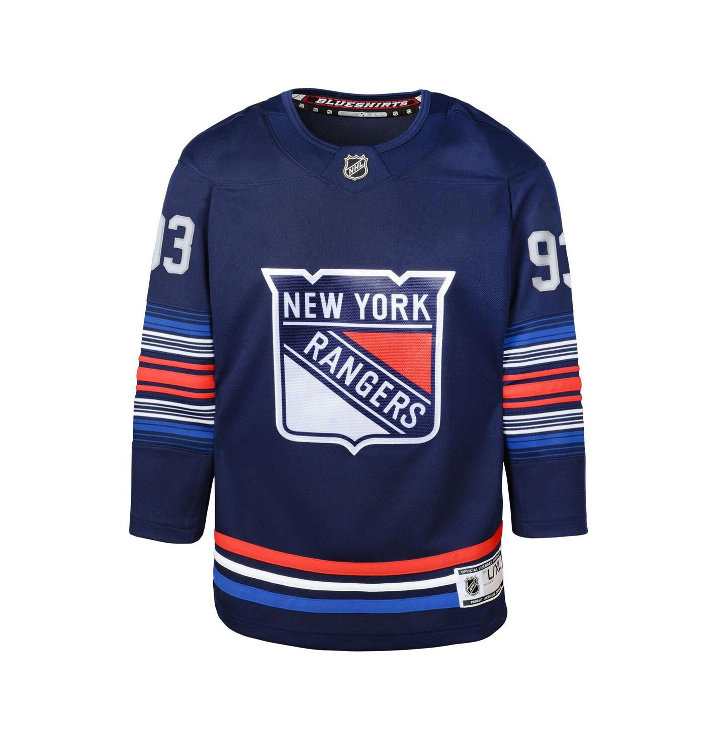 Топ Outerstuff Mika Zibanejad Blue New York Rangers Premier Player Jersey для мальчиков, цвет: Синий — фото 5