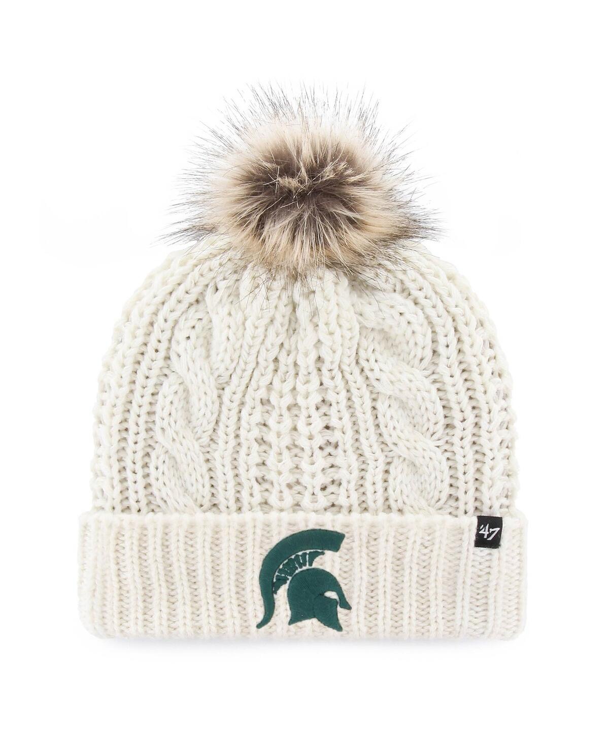 47 Brand Women's ' White Michigan State Spartans Meeko Cuffed Knit Hat With Pom In Neutral