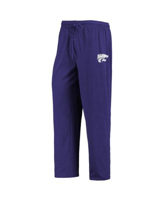 Men's Purple, Heathered Charcoal Distressed Kansas State Wildcats Meter Long Sleeve T-shirt and Pants Sleep Set