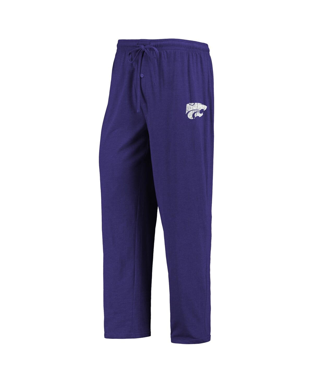 Men's Concepts Sport Heathered Charcoal Distressed Kansas State Wildcats Meter Long Sleeve T-shirt and Pants Sleep Set - Heathered Cha