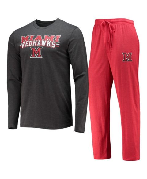 Мужская пижама Concepts Sport Miami University RedHawks Meter, Red/Heathered Charcoal
