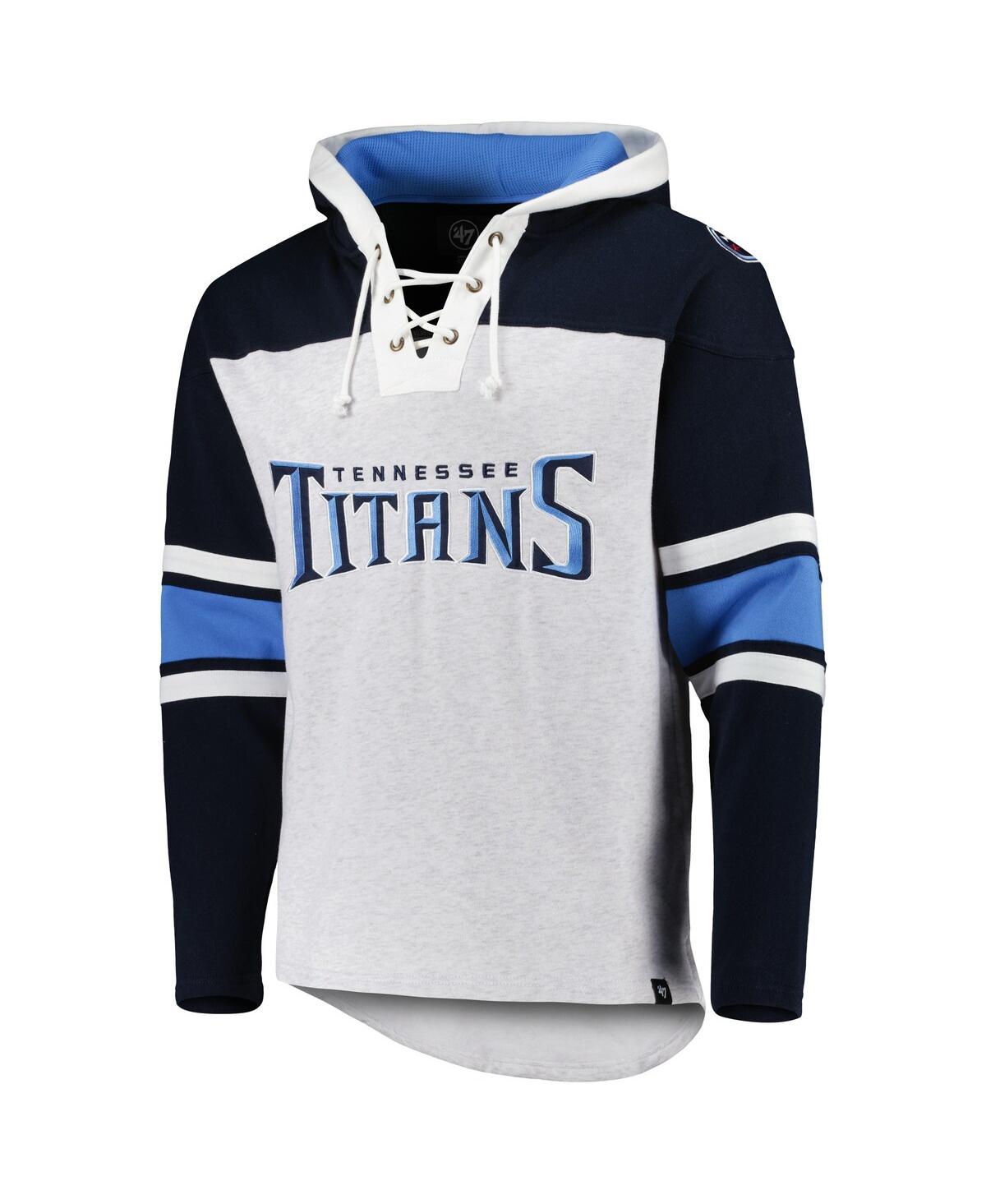 Men's '47 Brand Tennessee TitansGridiron Lace-Up Pullover Hoodie - Heather Gray