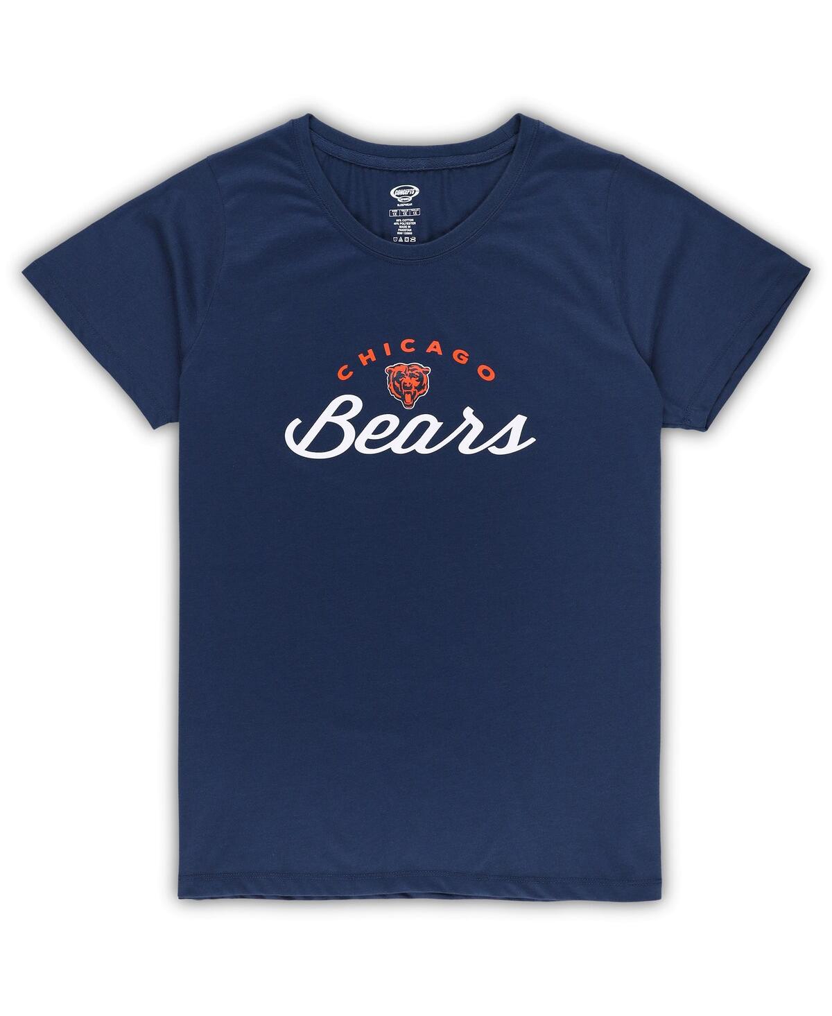 Women's Concepts SportChicago Bears Plus Size Badge T-shirt and Flannel Pants Sleep Set - Navy