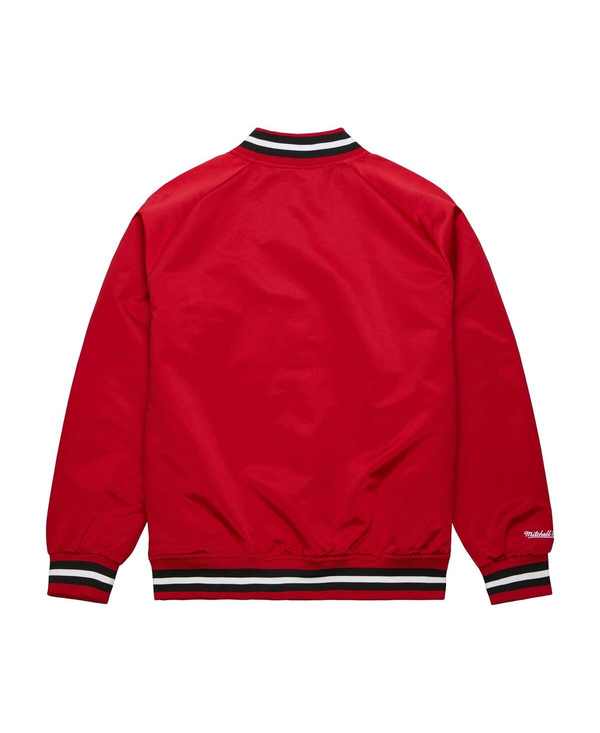 Men's Mitchell & NessChicago Bulls Hardwood Classics Throwback Wordmark Raglan Full-Snap Jacket - Red