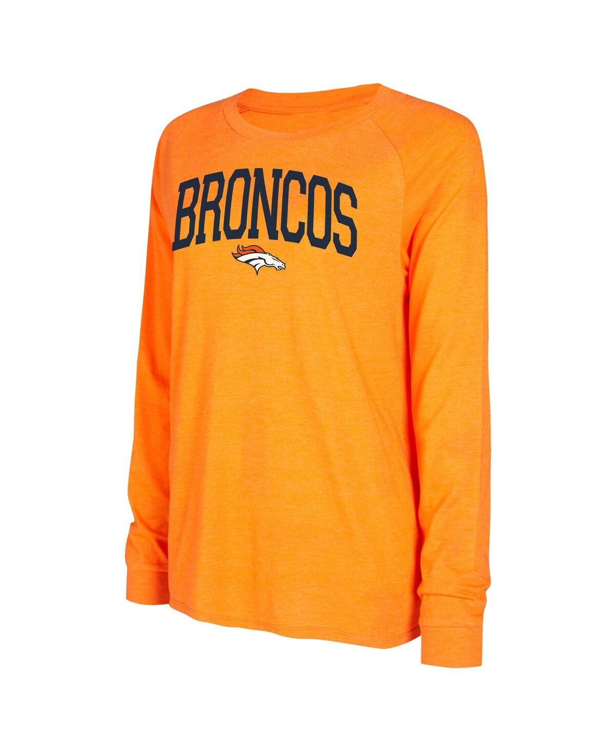 Women's Concepts Sport Orange Denver Broncos Raglan Long Sleeve T-shirt and Shorts Lounge Set - Orange