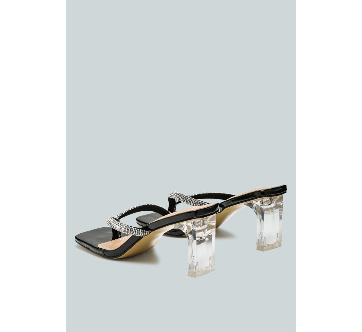 Litchi Rhinestone Embellished Strap Sandals