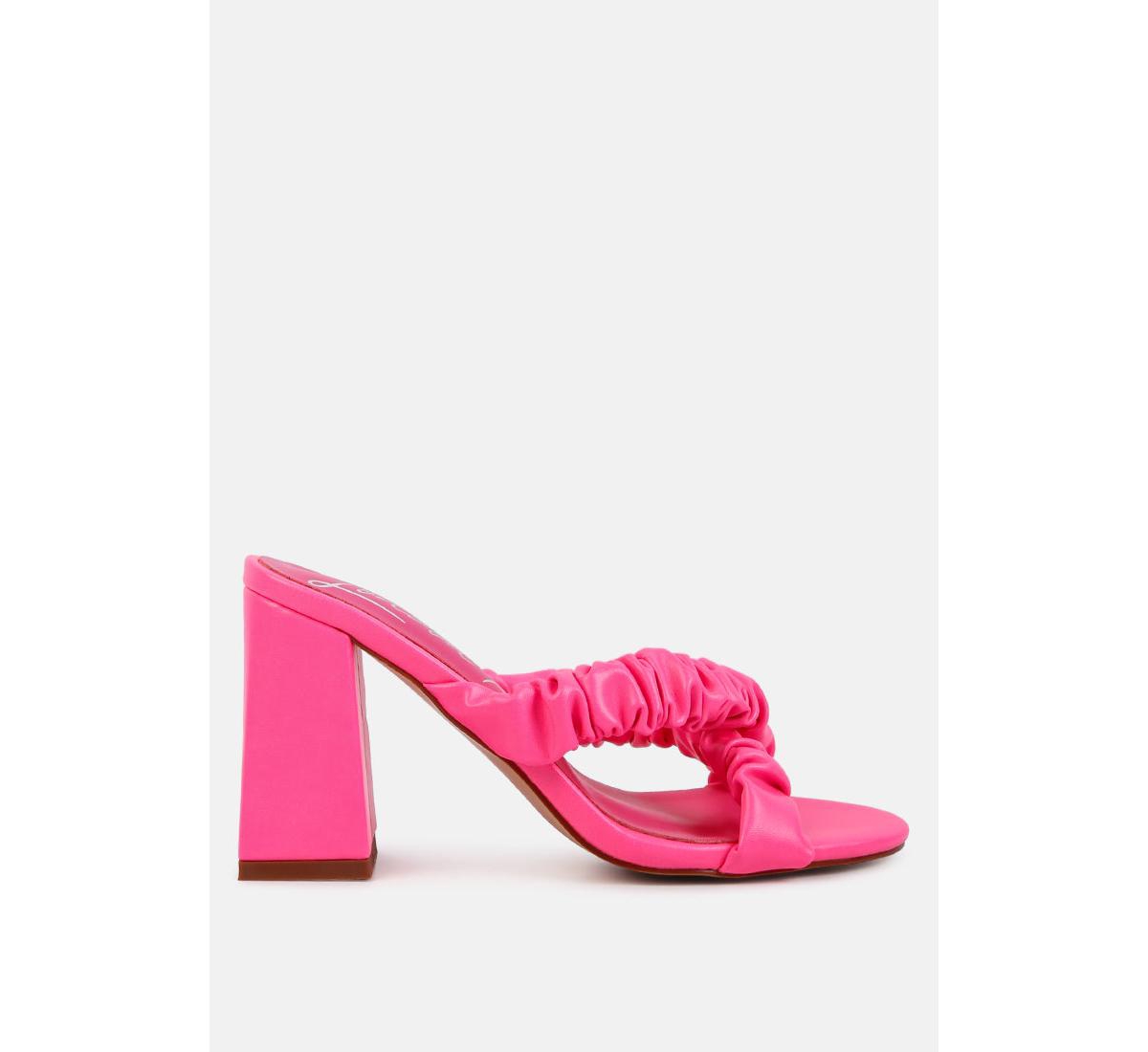 Page 3 Scrunchie Strap Block Sandals - Neon pink