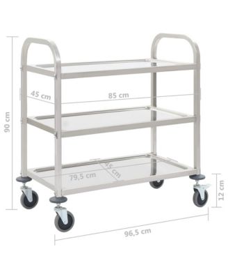 3-Tier Kitchen Trolley 38"x21.7"x35.4" Stainless Steel
