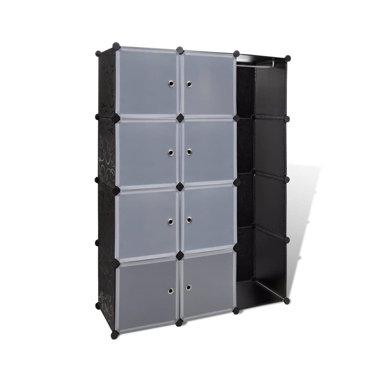 Vidaxl Modular Cabinet With 9 Compartments 14.6"x45.3"x59.1" Black And White