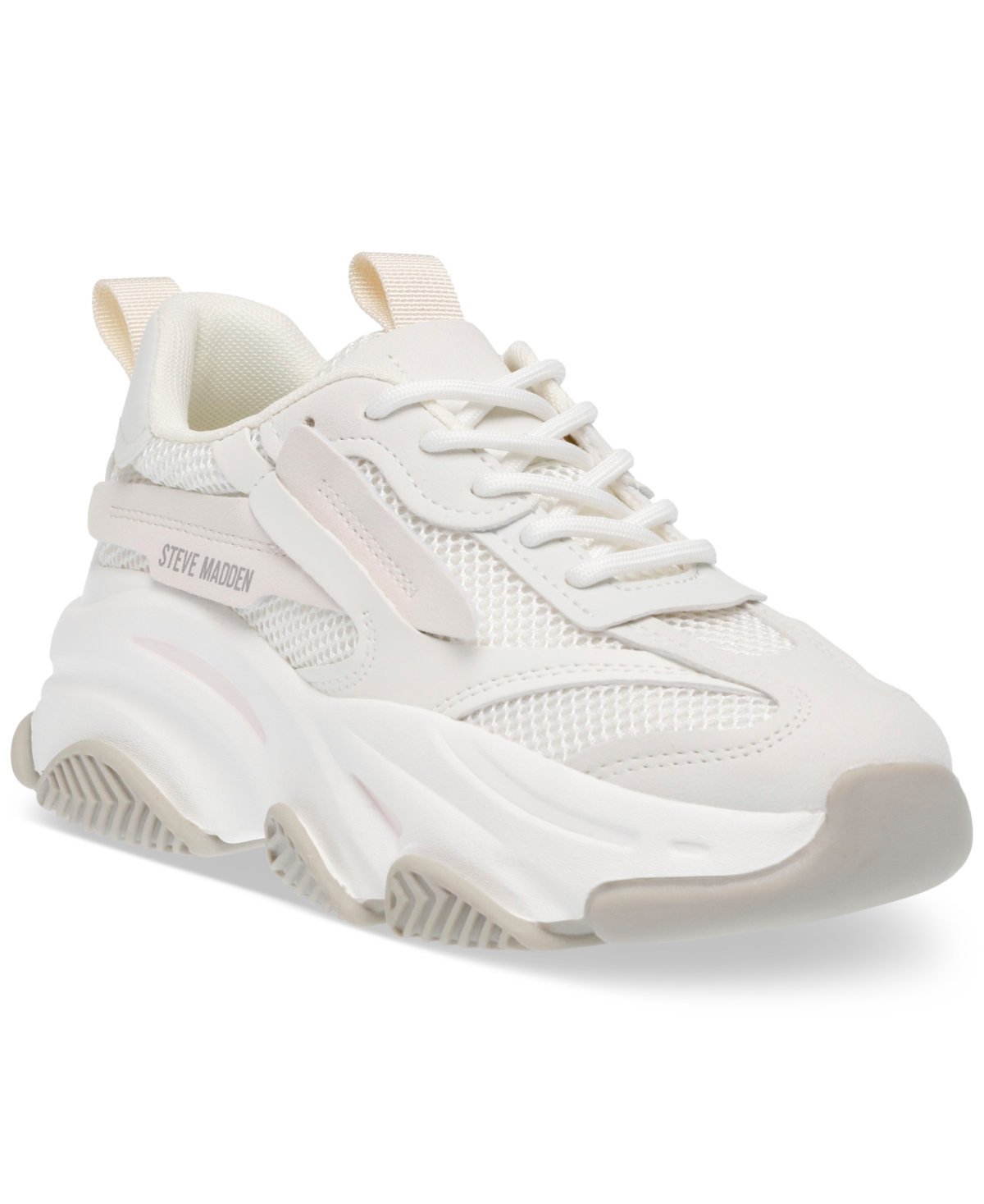 Shop Steve Madden Women's Possession Chunky Lace-up Sneakers In Off White,beige Grey