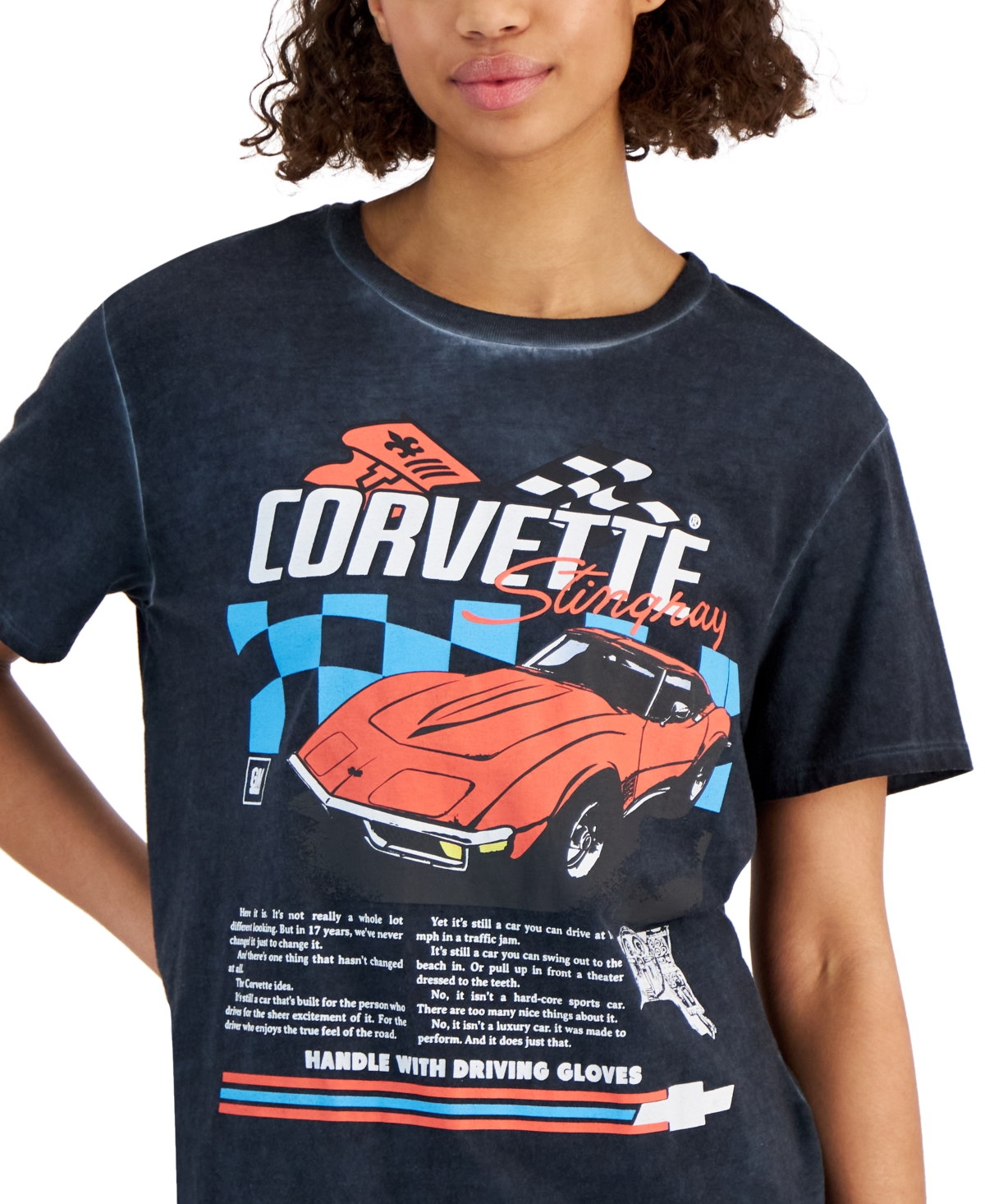 Shop Love Tribe Juniors' Corvette Graphic-print Boyfriend Tee In Asphalt