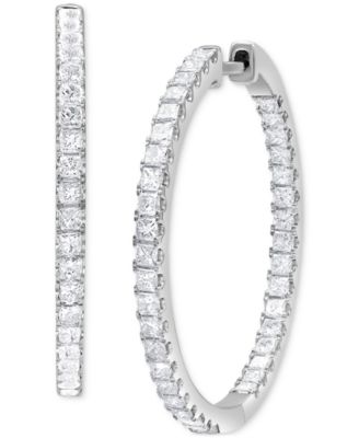Macy's - Diamond Princess In & Out Medium Hoop Earrings (2 ct. t.w.) in 14k White Gold, 1.2"
