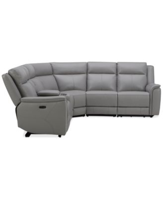 Addyson 117" 6-Pc. Leather Sectional with 2 Zero Gravity Recliners with Power Headrests and 1 Console, Created for Macy's