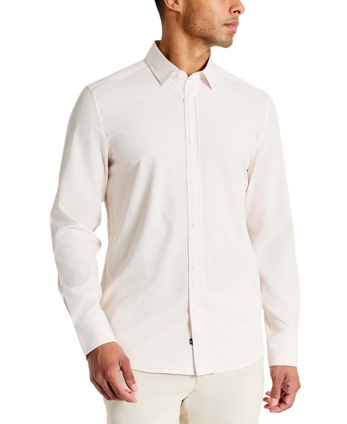 Men's Slim Fit Performance Shirt - Distressed Check Blue Pattern